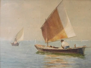 Antonietta FRAGIACOMO (Venezia 1859-1942) Barche nella laguna di Venezia cm32x42 - Picture 1 of 5