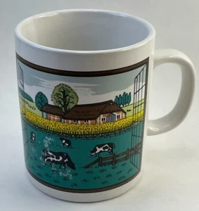 Vintage Cows In Corn Pasture w/ Barn White Coffee Mug - Picture 1 of 4