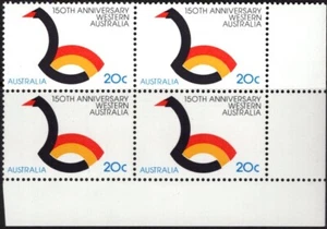 1979 Australia 150th Anniversary Of WA 20c Stamp Bottom R/H Corner Block MNH - Foto 1 di 1
