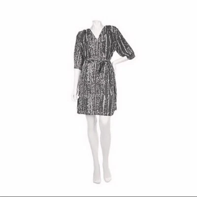 Vestido envolvente con cinturón Gypsy Mara Hoffman para mujer gris medio estampado encubrimiento Foto 1 de 4