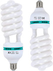 2 X 85W Light Bulb 5500K CFL Daylight Spiral Softbox Bulb in E27 Socket