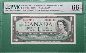 1967 CANADA $1 BC- 45b-i CENTENNIAL COMMEMORATIVE H/P 4347119 PMG 66 EPQ GEM UNC - Picture 1 of 2