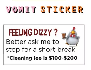 Vomit sticker , Cleaning fee warning sticker for ride share , vomit bag - Bild 1 von 7