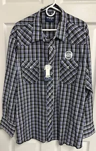 NWT Wrangler Men's Western Pearl-Snap Long-Sleeve Premium Plaid Shirt-3X - Picture 1 of 2