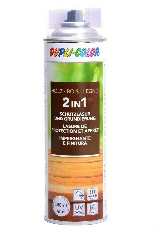 DUPLI-COLOR Holzschutzlasur 2 in 1 Lasur 500ml Lackspray Auswahl - Bild 1 von 1