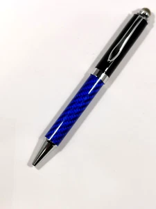 Carbon Kugelschreiber + Touch Pen Blau mit Wunsch Gravur Drehkugelschreiber Edel - Bild 1 von 7