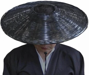 Black Samurai Hat Japanese Hat Bamboo Hat Swordsman Cosplay Rice Hat Chinese Hat - Picture 1 of 3