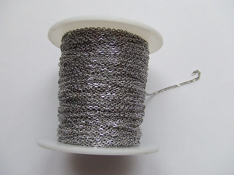 1mt di catena saldata in acciaio inox 2x1,5mm  colore argento scuro bijoux - Immagine 1 di 1