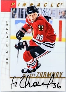 1997-98 Pinnacle Be A Player Alexei Zhamnov AUTO #99 GOLD Chicago Blackhawks NM - Picture 1 of 2