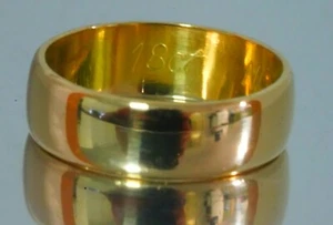 18ct Yellow Gold Flat Dome Band Ring - Size J 1/2, , Gift Box Included - Picture 1 of 6