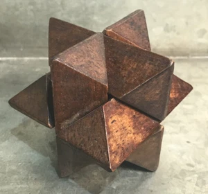 Star Puzzle Wood Cube Brain Tease 3D Challenge Game Excellent & Fun - Picture 1 of 7