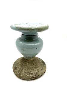 Large 7" Distressed Blue Terracotta Pillar Candle Holder NEW - Picture 1 of 8