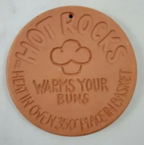 Hot Rocks "Warms Your Buns" Bun Rustic Terra Cota Style Natural Stone Warmer - Picture 1 of 7