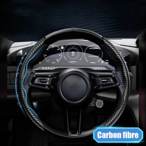 2X Black Carbon Fiber Car Steering Wheel Booster Cover Non-Slip Car Accessories - Imagen 1 de 10