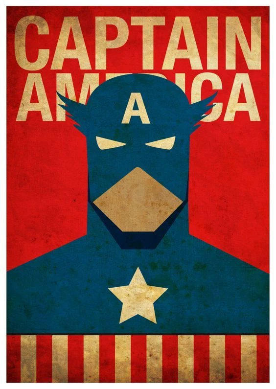 Vintage Minimalist Captain America on Canvas Home Decor wall painitng kids Room - Image 1 of 1