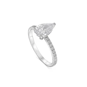 14k White Gold Ring F VS1 2.25 Ct Pear Lab Grown Diamond IGI CERTIFIED Love Gift - Picture 1 of 5