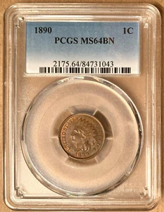 Centavo cabeza india MS64BN 1890 PCGS 1c - Imagen 1 de 2