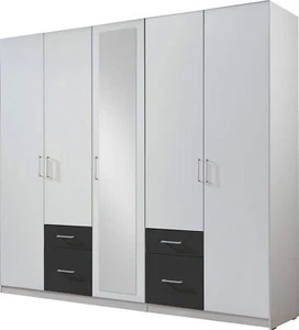 Kleiderschrank Drehtürenschrank Wimex Freiburg 225cm Spiegel weiß graphit 705897 - Bild 1 von 3