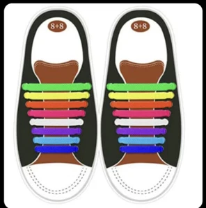 16-Pcs Elastic Silicone Shoe Laces Lazy No Tie Shoelaces For Men Women Child USA - Picture 1 of 11