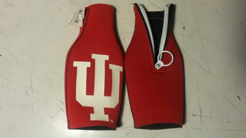 INDIANA UNIVERSITY BOTTLE COOLERS W/ ZIPPER RED & WHITE INDIANA U LOGO NEW! Cover