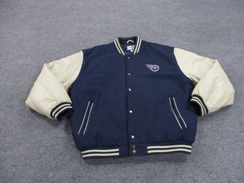 Vintage Tennessee Titans Jacket Adult L Varsity Wool Leather Logo Athletic Mens Cover