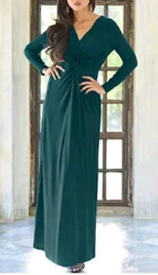 Vestido Koh Koh Verde Esmeralda Manga Larga, Largo Talla Med Nuevo Foto 1 de 4