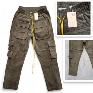 MNML Corduroy Snap II Cargo Pants Mens XS Green Drawstring Snap Ankle NEW w/ Tag - Picture 1 of 16