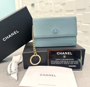 Authentic Chanel Coco Button Coin Case Card Holder Purse With Key Chain Purse - Picture 1 of 15