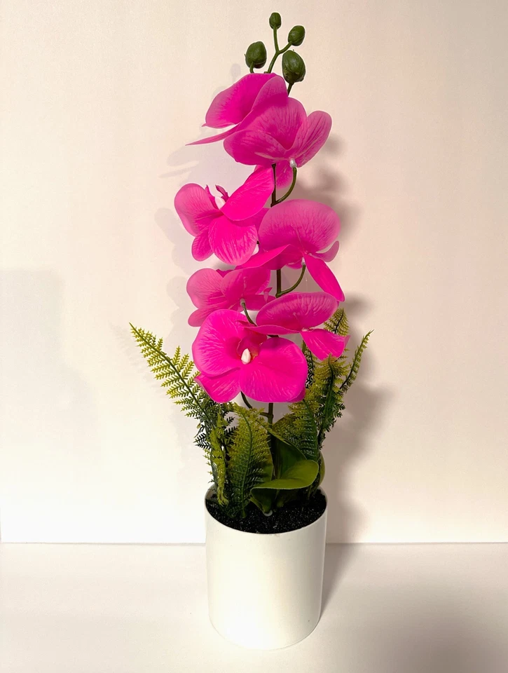 Artificial Flowers Potted Silk Orchid Faux Potted Flower Fake Phalaenopsis Decor - Image 1 of 4