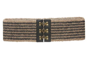 3 1/2" zweifarbig Hanf geflochten elastisch Stretch Gürtel - Bild 1 von 8