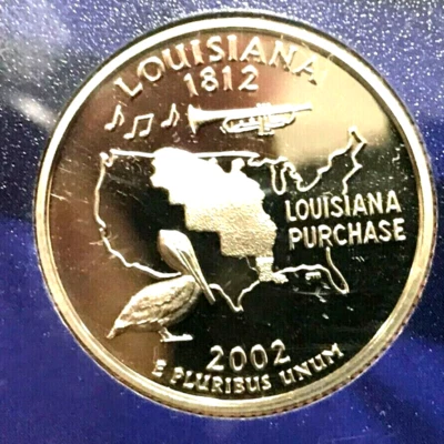 2002  S GEM  PROOF  LOUISIANA  STATE QTR From Proof Sets - Image 1 of 2