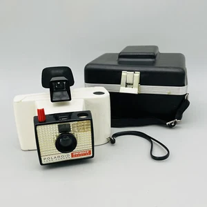 Cámara/estuche terrestre de película instantánea modelo 20 Polaroid Swinger blanca de colección EE. UU. 1960 - Imagen 1 de 24