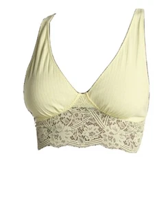New FREE PEOPLE Medium Teegan Bralette Light Pale Yellow Lace Bra Longline NWT M - Picture 1 of 3
