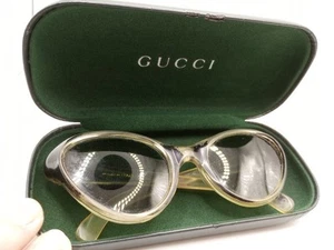 Vntg Cat Eye Sunglasses 1950s MCM Italy Gucci Case Lens Perfect Green Frame Worn - Picture 1 of 8
