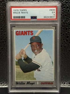 Tarjeta de béisbol 1970 Topps Willie Mays #600 PSA 5 EX Foto 1 de 2