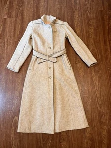 Vintage 1950's Princess Swing Trench Coat Fit & Flare Beige Button Down XS/0 - Picture 1 of 12