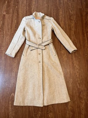 Trench coat vintage 1950 princesa swing fit & flare bege botão para baixo XS/0 - Imagem 1 de 4