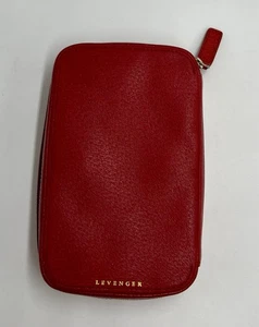 Levenger Leder und Wildleder ROT Get Away Reise Schmuck Reißverschluss Etui Gepäck - Bild 1 von 11