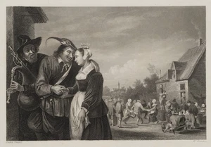 FRENCH (*1815) nach TENIERS (*1610), Bauernhochzeitsszene, Sst. Barock 1800-1849 - Bild 1 von 5