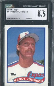 1989 Topps #647 Randy Johnson RC Rookie HOF Expos CGC 8.5 NM-MT+ - Picture 1 of 2