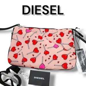 Authentic Very Popular DIESEL 2way bag zip clutch bag shoulder bag pink nylon - Picture 1 of 24