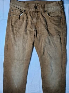 True religion Geno men’s 32X30 Cognac denim jeans distressed straight leg - Picture 1 of 8
