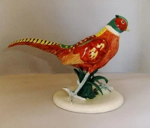 Fine e rara figura in ceramica di un fagiano: 21 cm di lunghezza: firmata E. Roberts 1974 - Foto 1 di 11