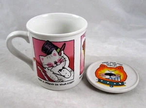 Taza Hallmark Mates Kitty Consejos con Tapa Gato Amante Regalo Japón Cerámica Años 80 - Imagen 1 de 7