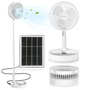 Standing Fan with Portable Solar Panel, 8" Telescopic Foldable Desk Fan, Rech... - Picture 1 of 7