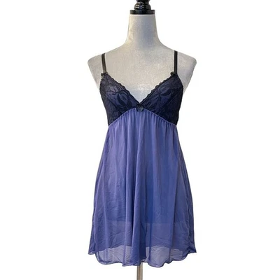 Camisón Babydoll de encaje azul marino y negro Tart Noir para mujer cuello en V S romance vampiro Foto 1 de 4