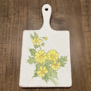 Vintage 1981 Keramik Wandbehang Untersetzer 11”x6” handbemalt strukturierte Blumen 1,8 Pfund - Bild 1 von 9