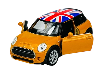 WELLY NEW MINI HATCH F56 ORANGE WITH UK FLAG 1:34 DIE CAST METAL MODEL NEW 43696 - Image 1 of 4