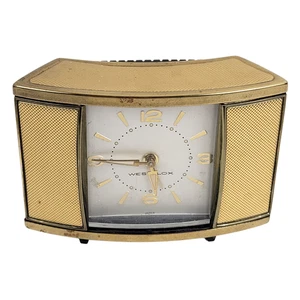 Vintage Westclox 1950S/60S Television Model Gold Tone Alarm Clock - Picture 1 of 11