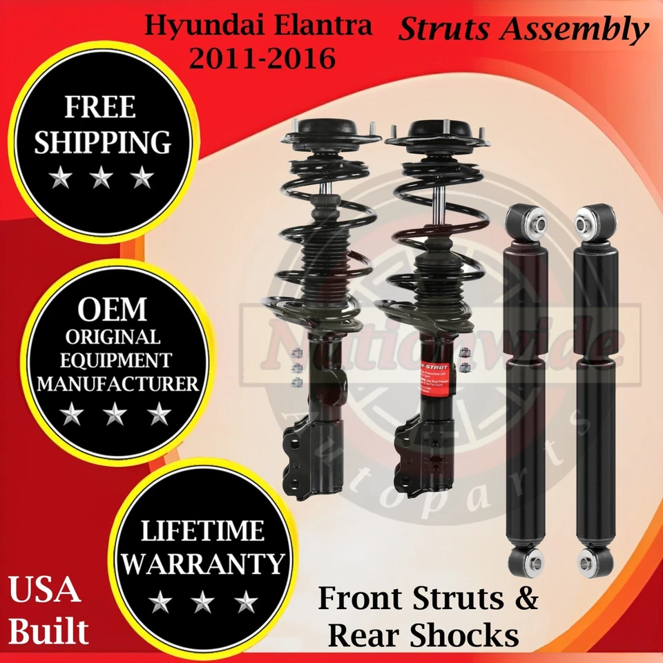 Amortiguadores delanteros y traseros Monroe OEM para Hyundai Elantra 2011-2016 guerra de por vida Foto 1 de 4